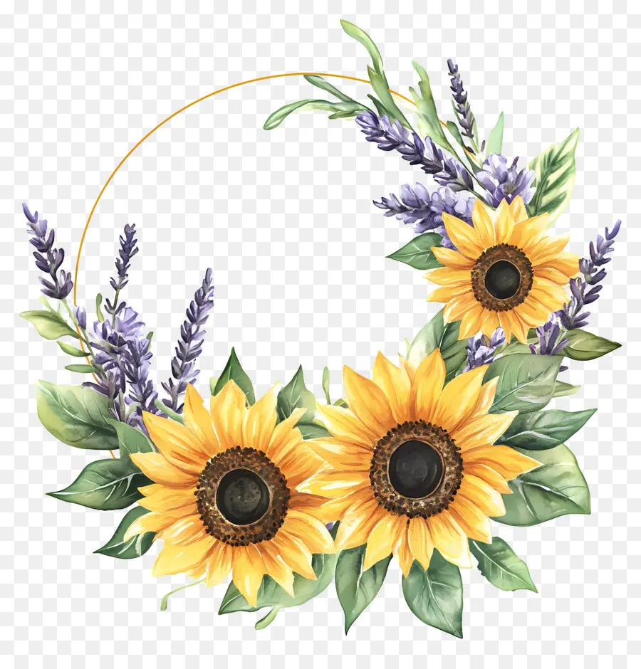 Couronne De Tournesol，Composition Florale PNG