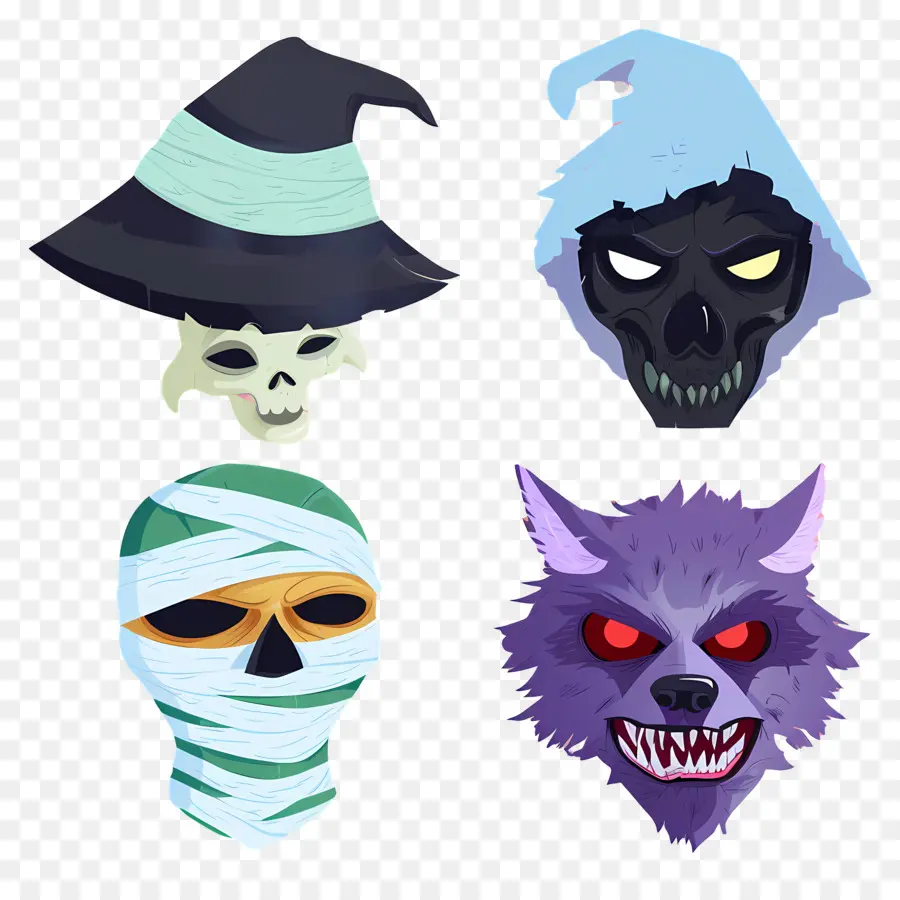 Personnages D'halloween，Masques Effrayants PNG