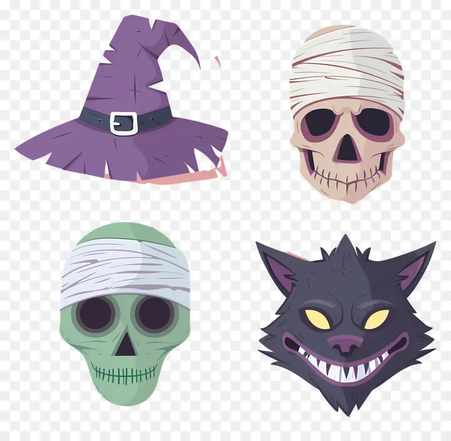 Personnages D'halloween，Crânes D'halloween PNG