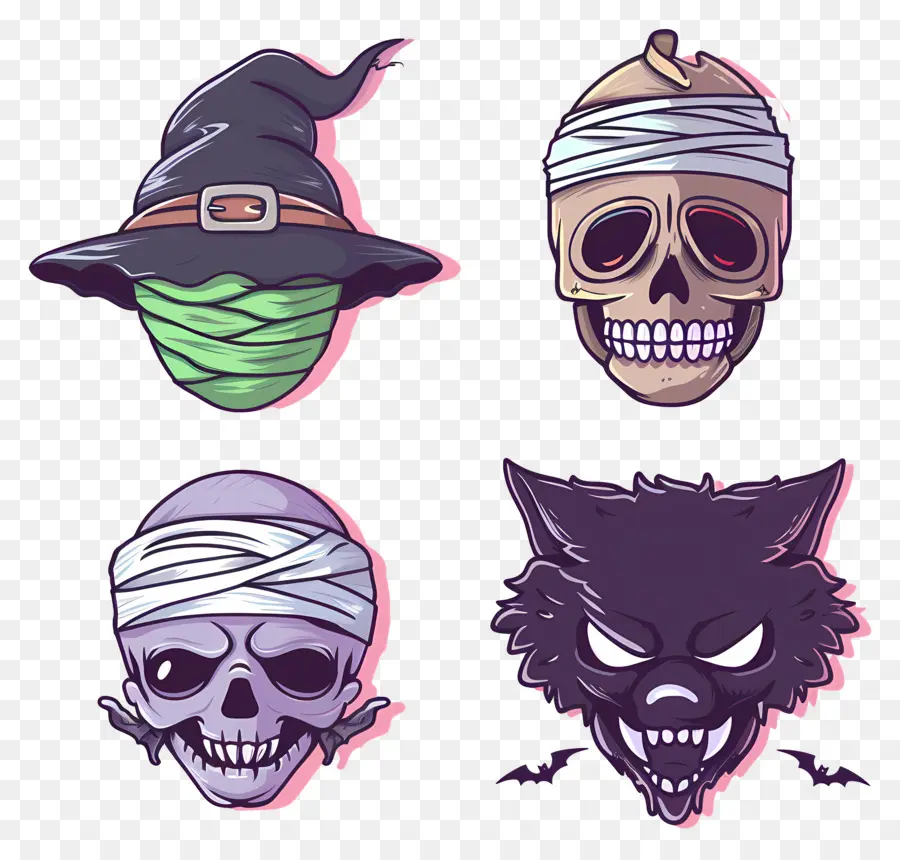 Personnages D'halloween，Crânes D'halloween PNG