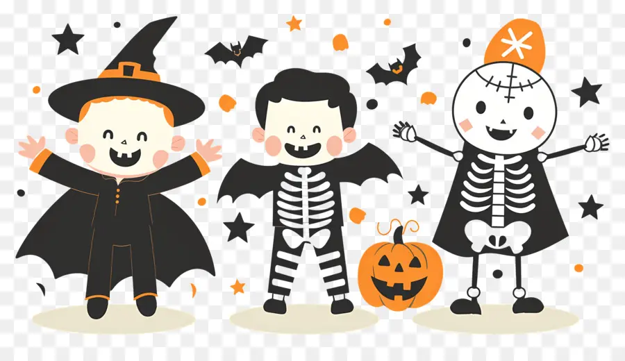 Enfants D'halloween，Enfants En Costumes D'halloween PNG