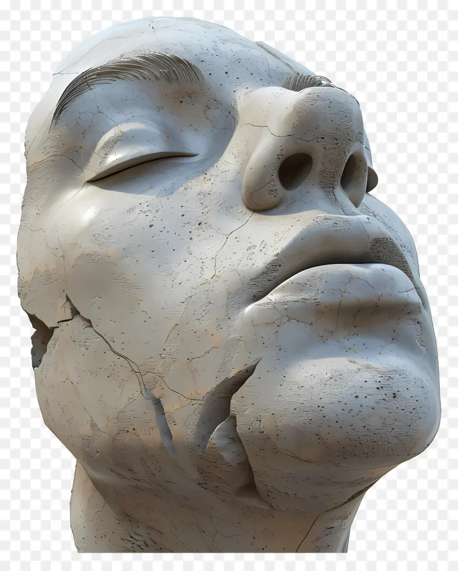 Visage D'homme，Visage De Pierre Fissuré PNG