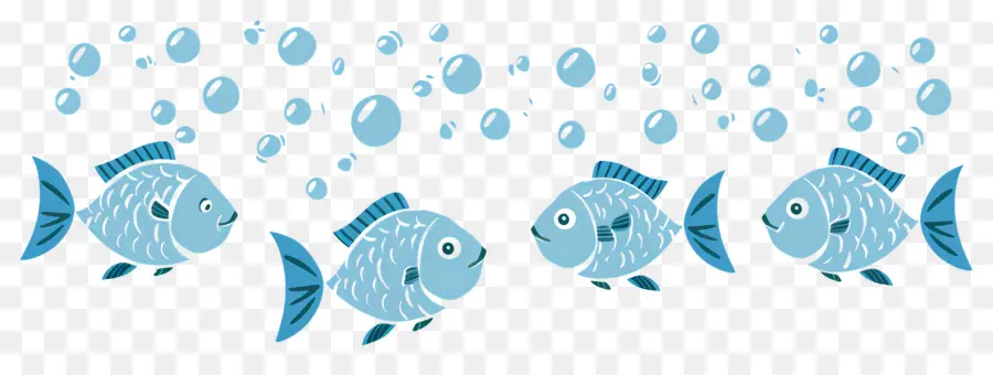 Groupe De Poissons，Poisson Bleu PNG