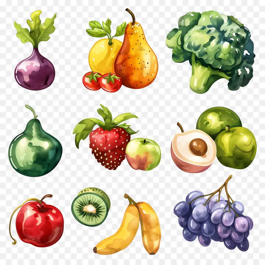 Fruits Et Légumes，Fruits Et Légumes Aquarelle PNG