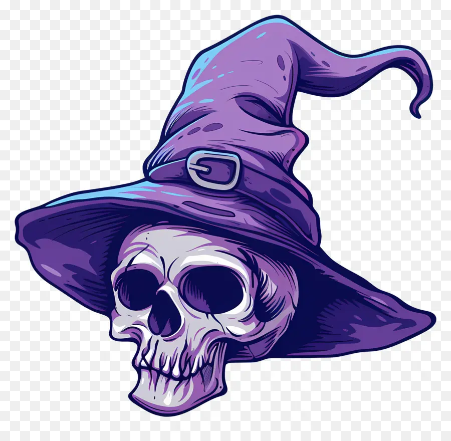 Casquette D'halloween，Crâne Avec Chapeau De Sorcière PNG