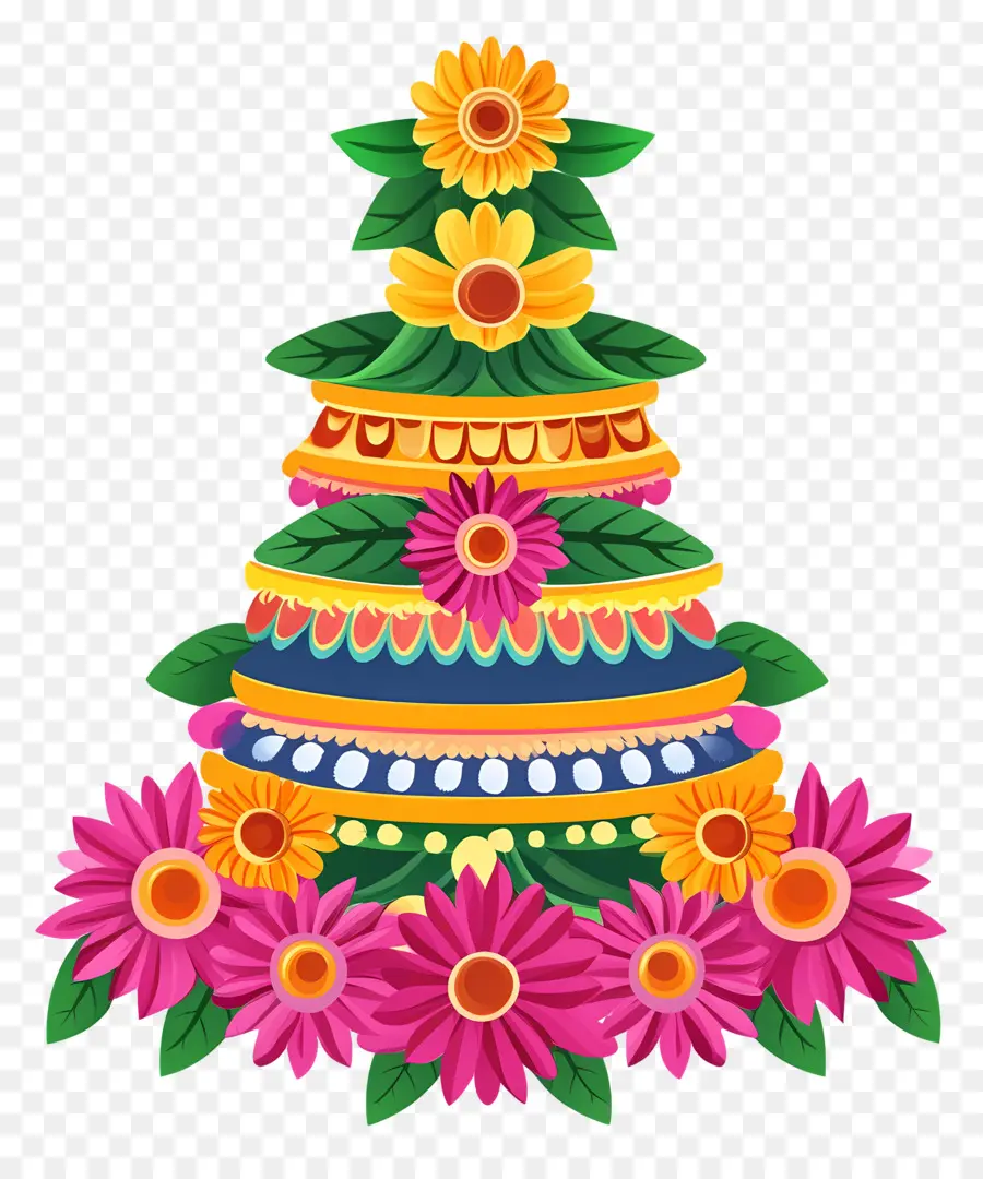 Bathukamma，Arrangement Floral Coloré PNG