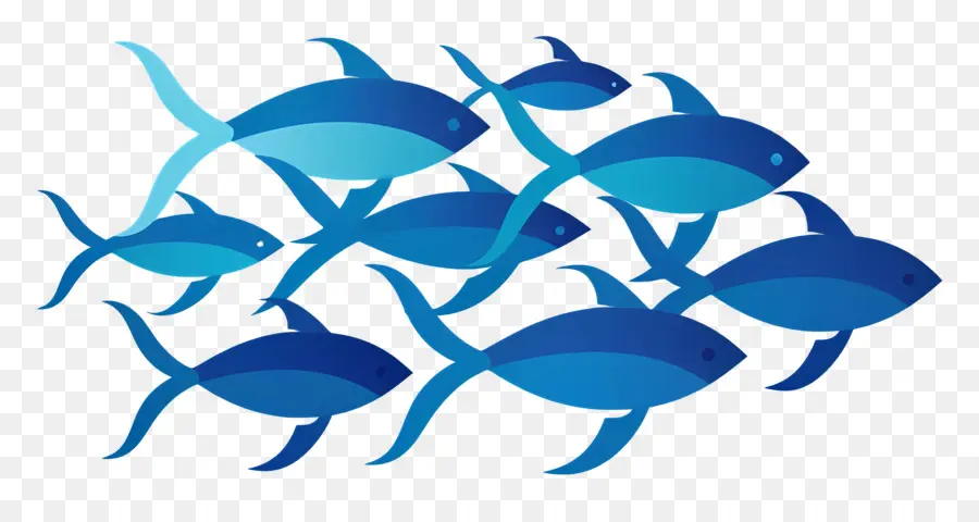 Groupe De Poissons，Poisson Bleu PNG