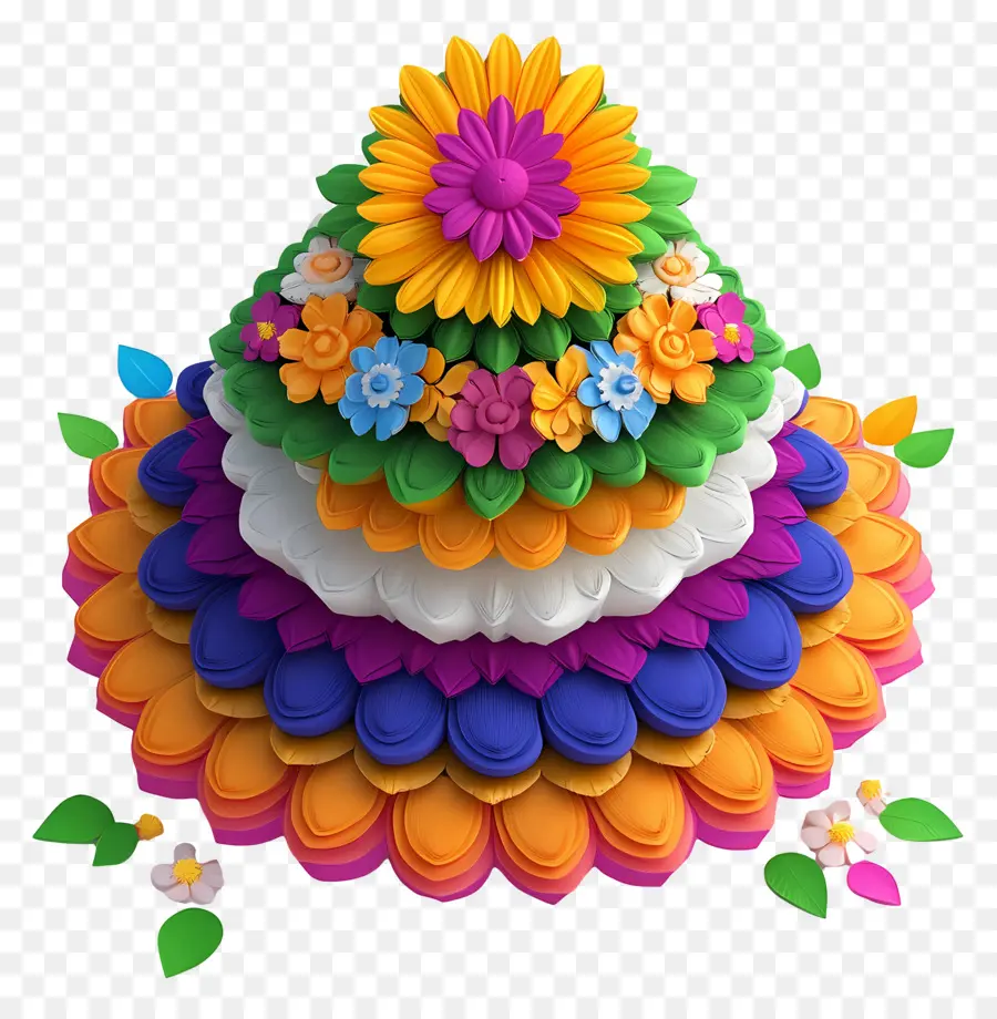 Bathukamma，Rangoli De Fleurs Colorées PNG