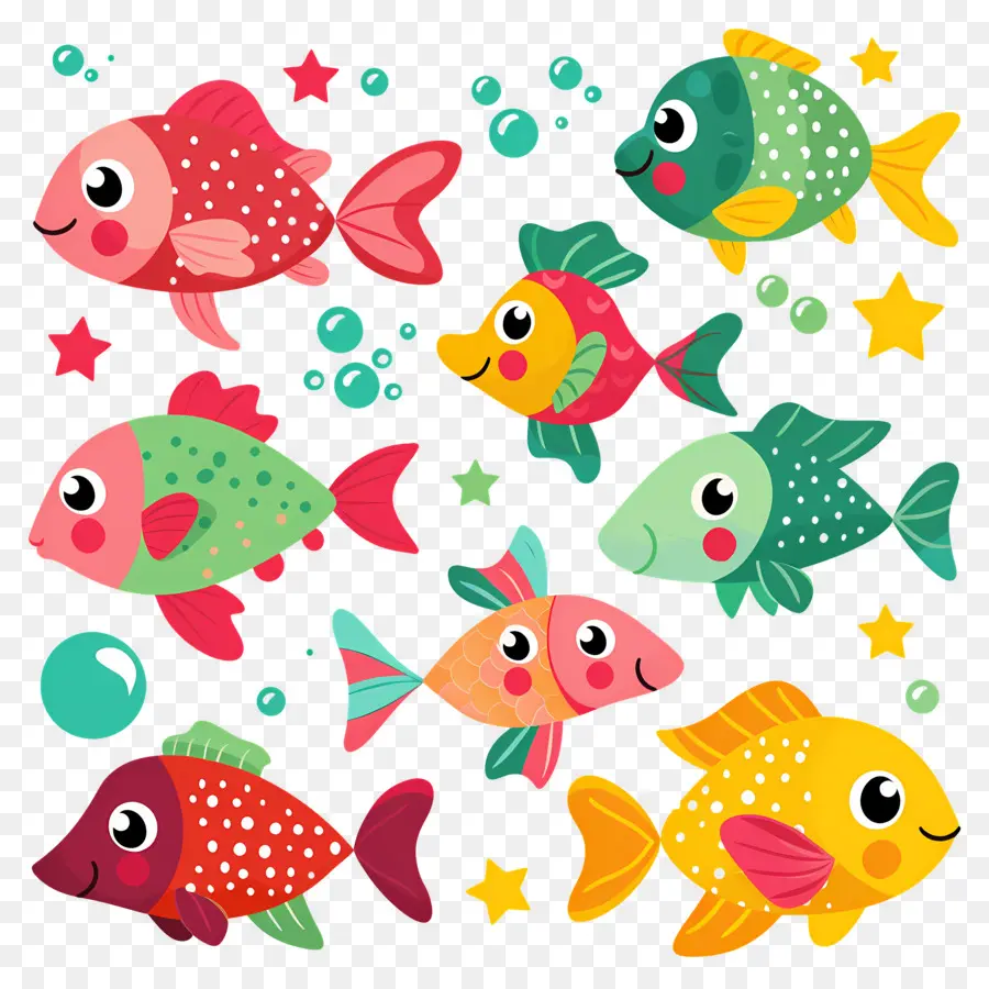 Dessin Animé De Poisson，Poisson Coloré PNG