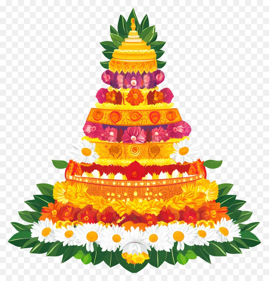 Bathukamma，Décoration Florale En Couches PNG