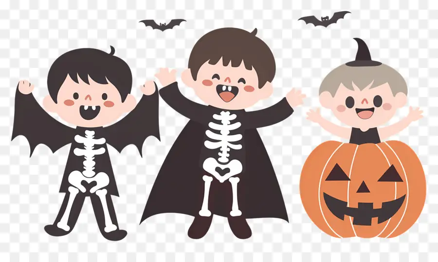 Enfants D'halloween，Squelette PNG