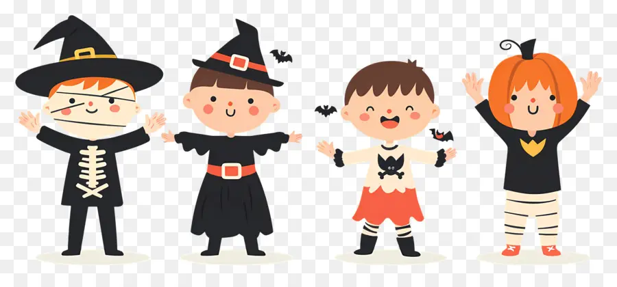 Enfants D'halloween，Enfants En Costumes D'halloween PNG