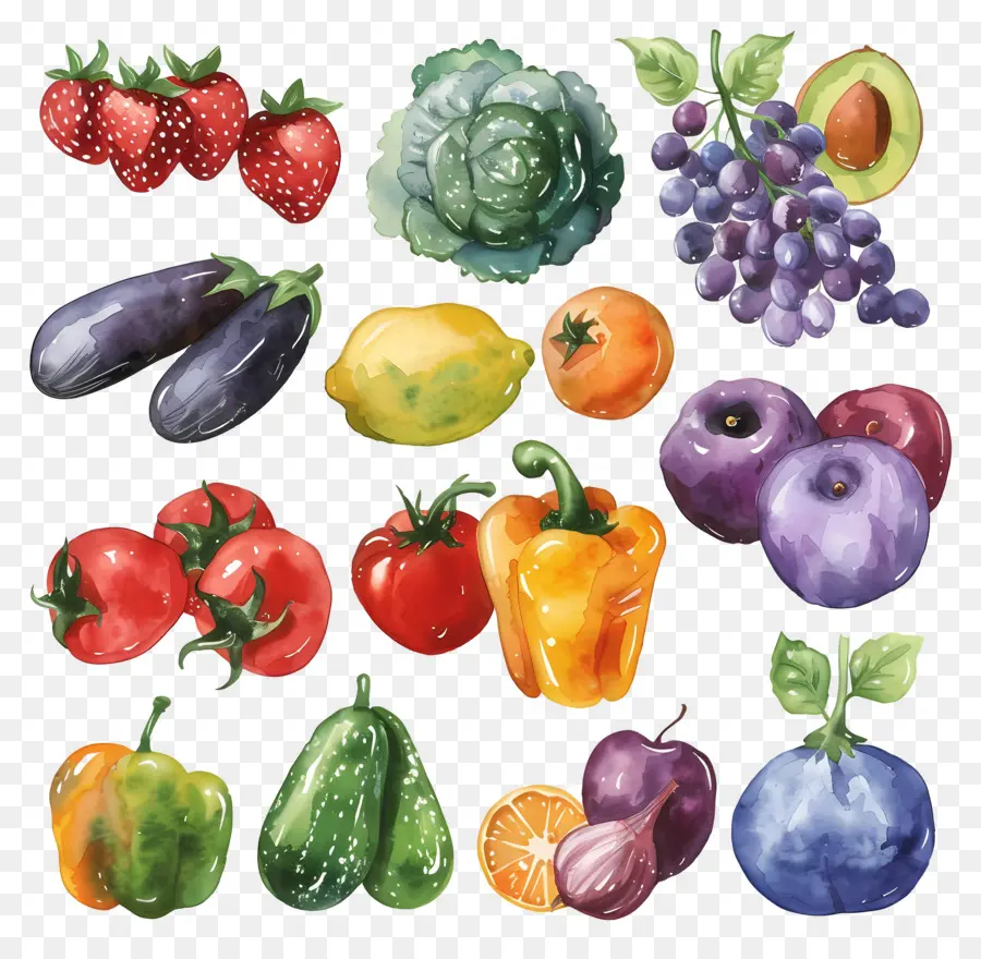 Fruits Et Légumes，Fruits Et Légumes Aquarelle PNG