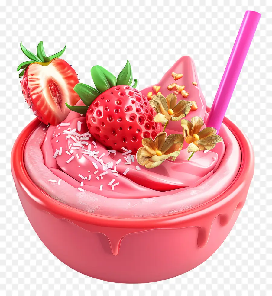 Bol De Smoothie Aux Fraises，Smoothie Rose PNG