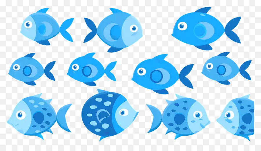 Groupe De Poissons，Poisson Bleu PNG