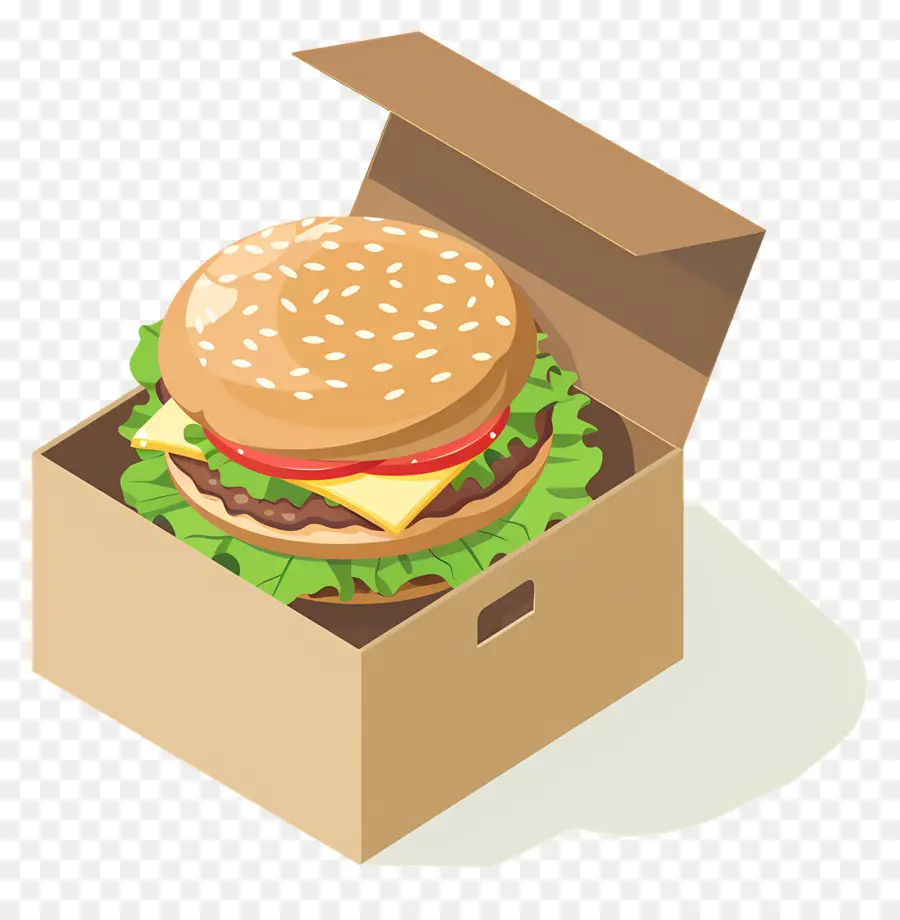 Burger De Boeuf，Burger En Boîte PNG