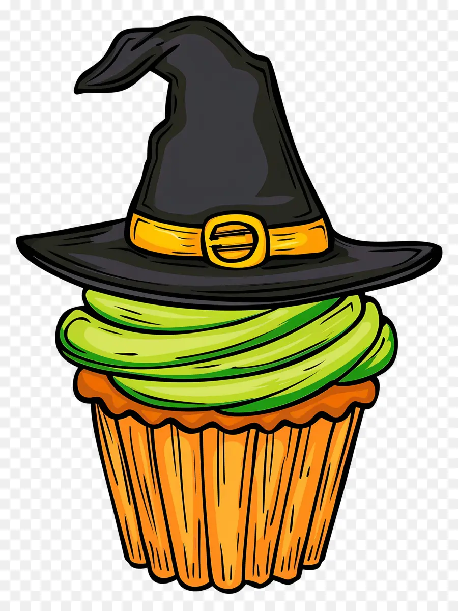 Petit Gâteau D'halloween，Cupcake Au Chapeau De Sorcière PNG