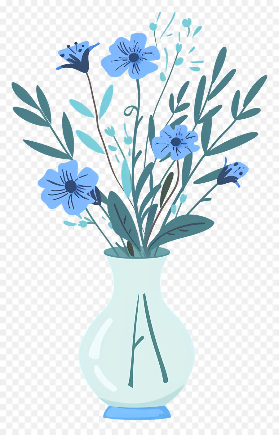 Fleurs Dans Un Vase，Fleurs Bleues Dans Un Vase PNG