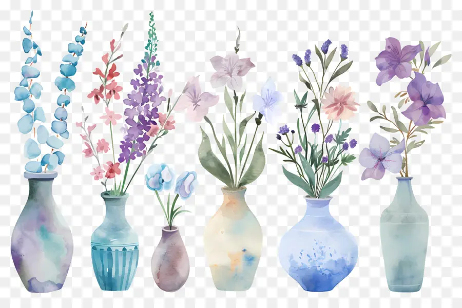 Fleurs Dans Un Vase，Vases à Fleurs Colorés PNG