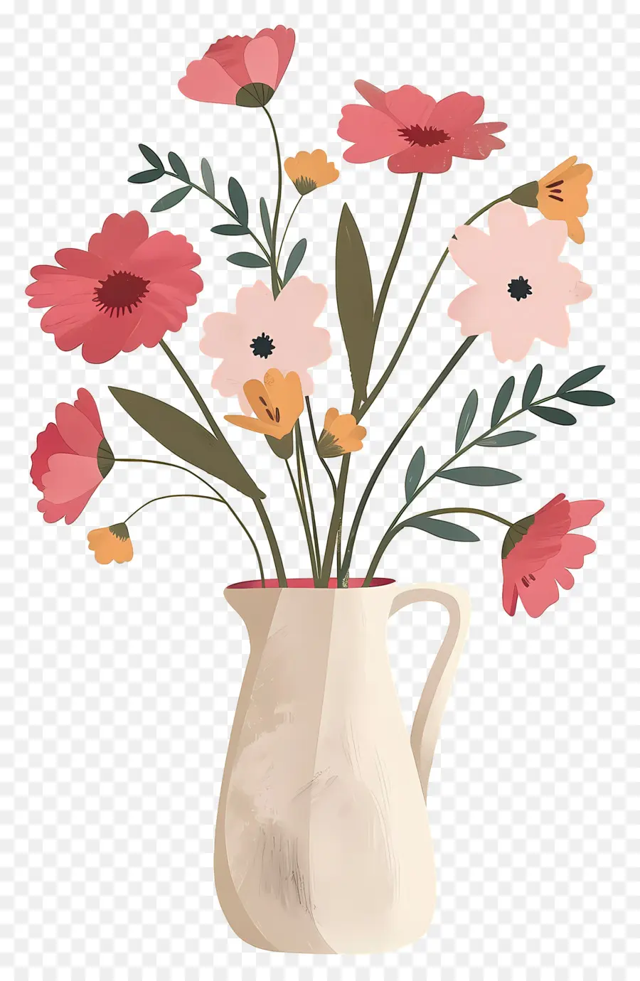 Fleurs Dans Un Vase，Fleurs Roses PNG