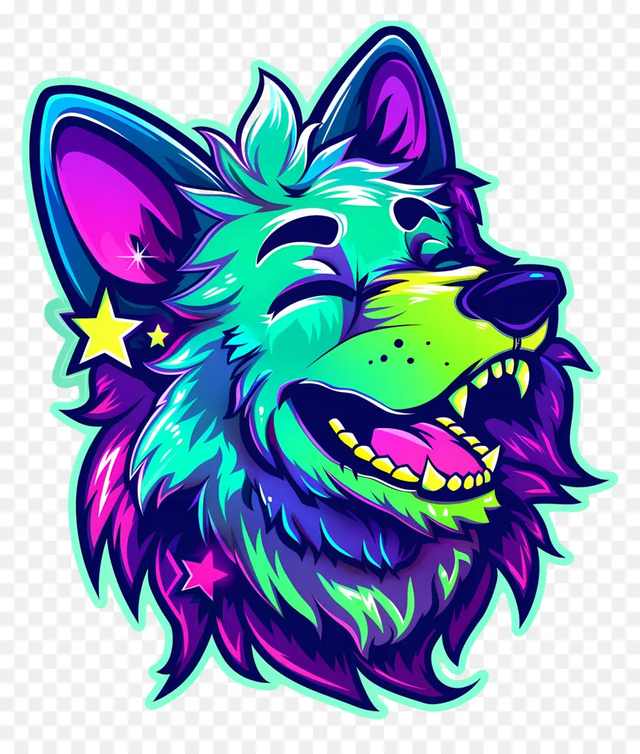 Tête De Loup，Chien De Dessin Animé Coloré PNG