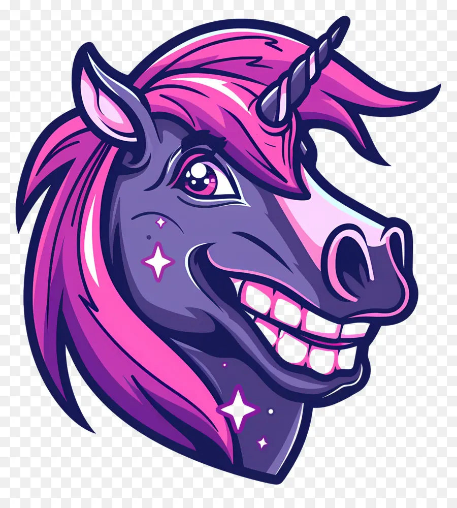 Tête De Licorne，Licorne Violette PNG