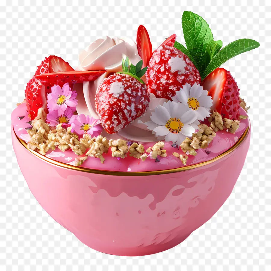 Bol De Smoothie Aux Fraises，Bol à Dessert Rose PNG