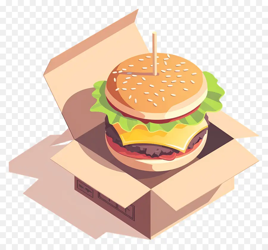 Burger De Boeuf，Burger En Boîte PNG