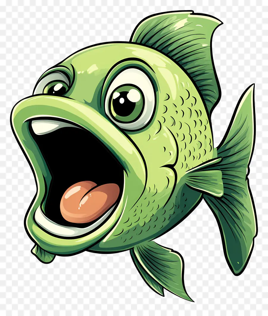 Dessin Animé De Poisson，Poisson Vert PNG