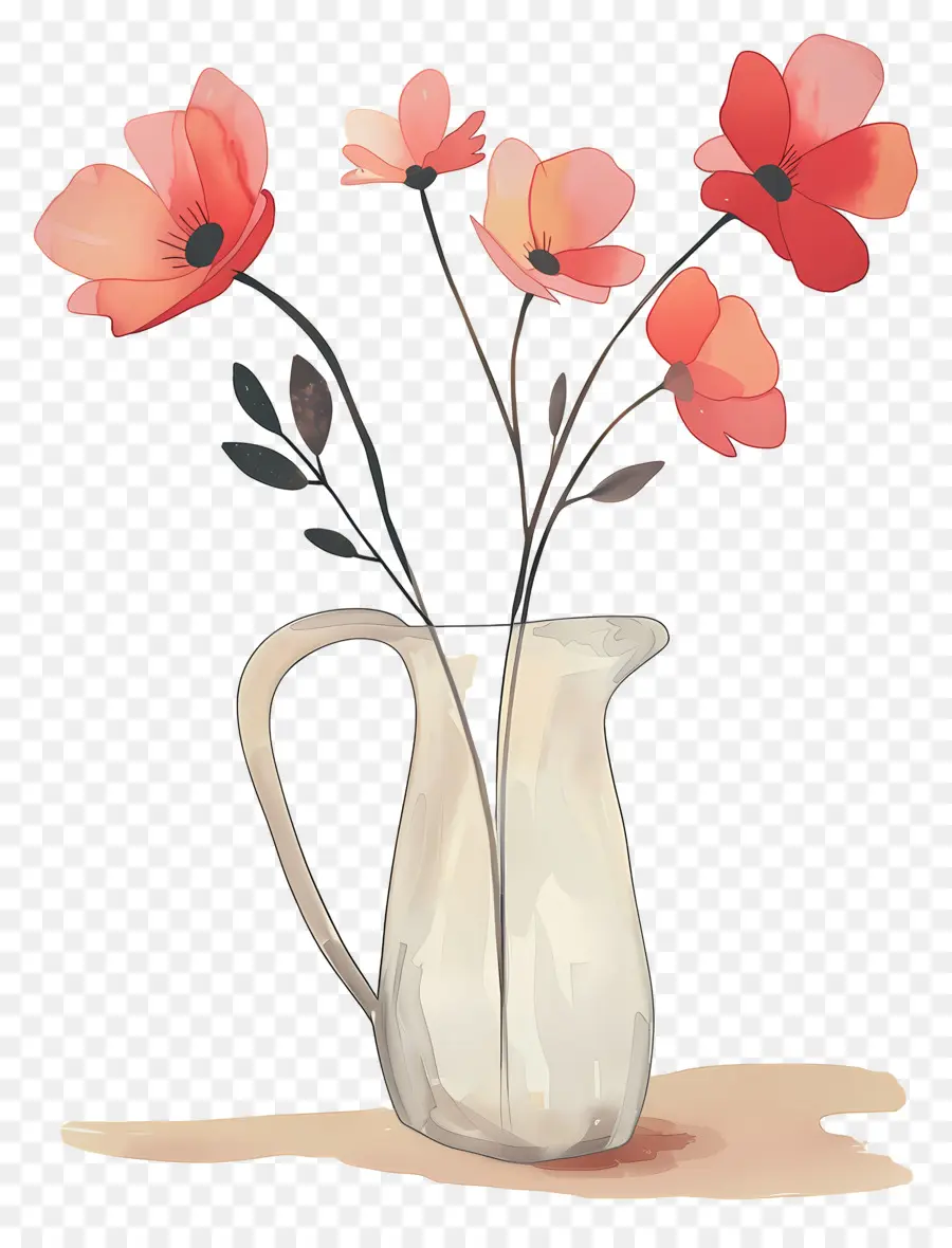 Fleurs Dans Un Vase，Coquelicots PNG