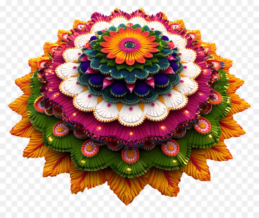 Bathukamma，Rangoli Floral Coloré PNG