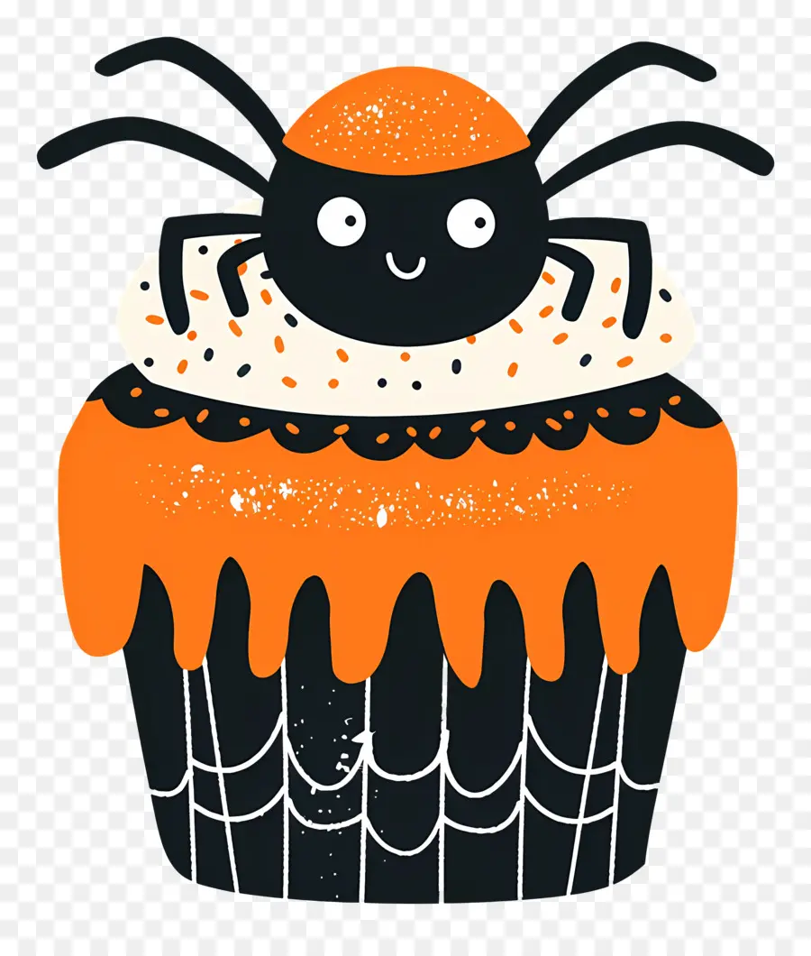 Petit Gâteau D'halloween，Cupcake Araignée PNG