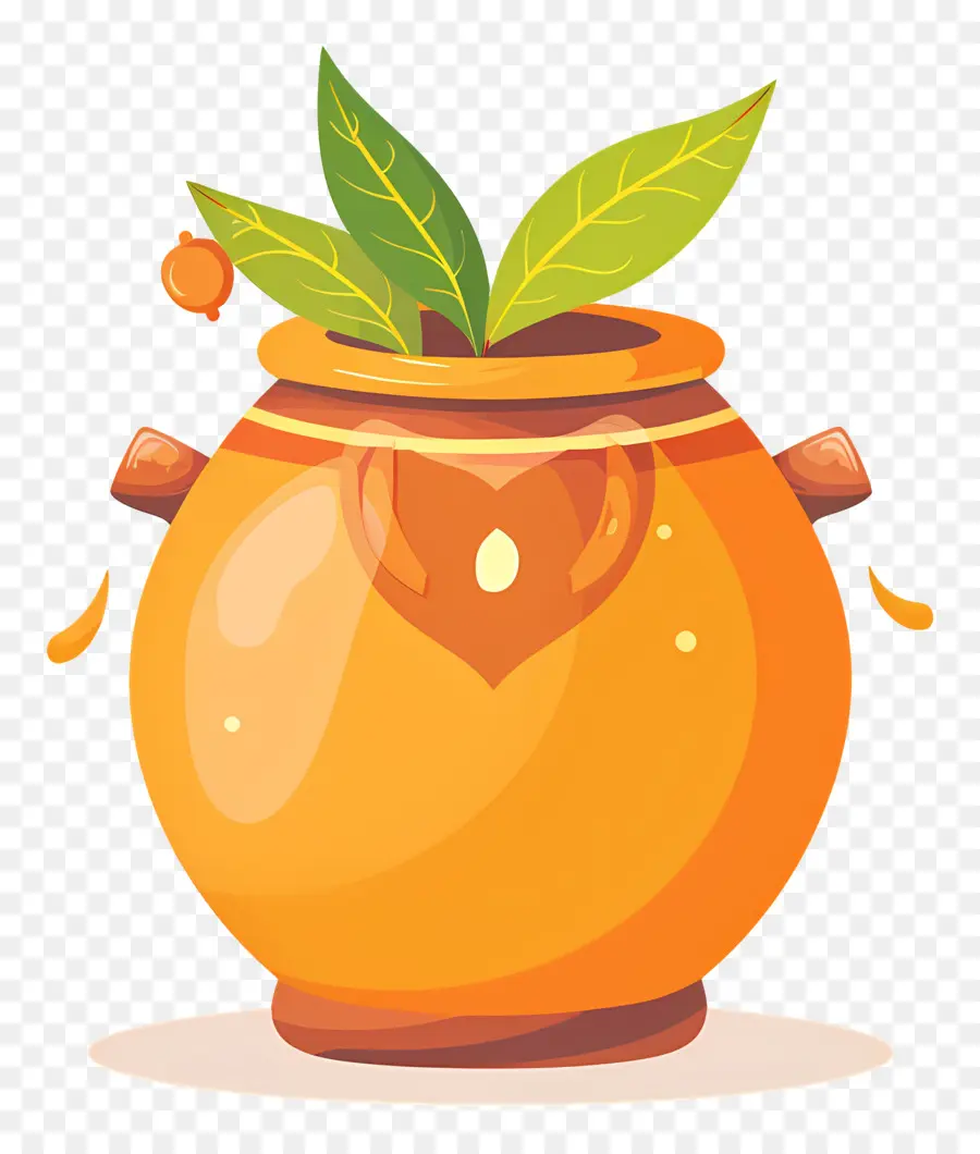 Pot Indien，Pot Orange Avec Plante PNG