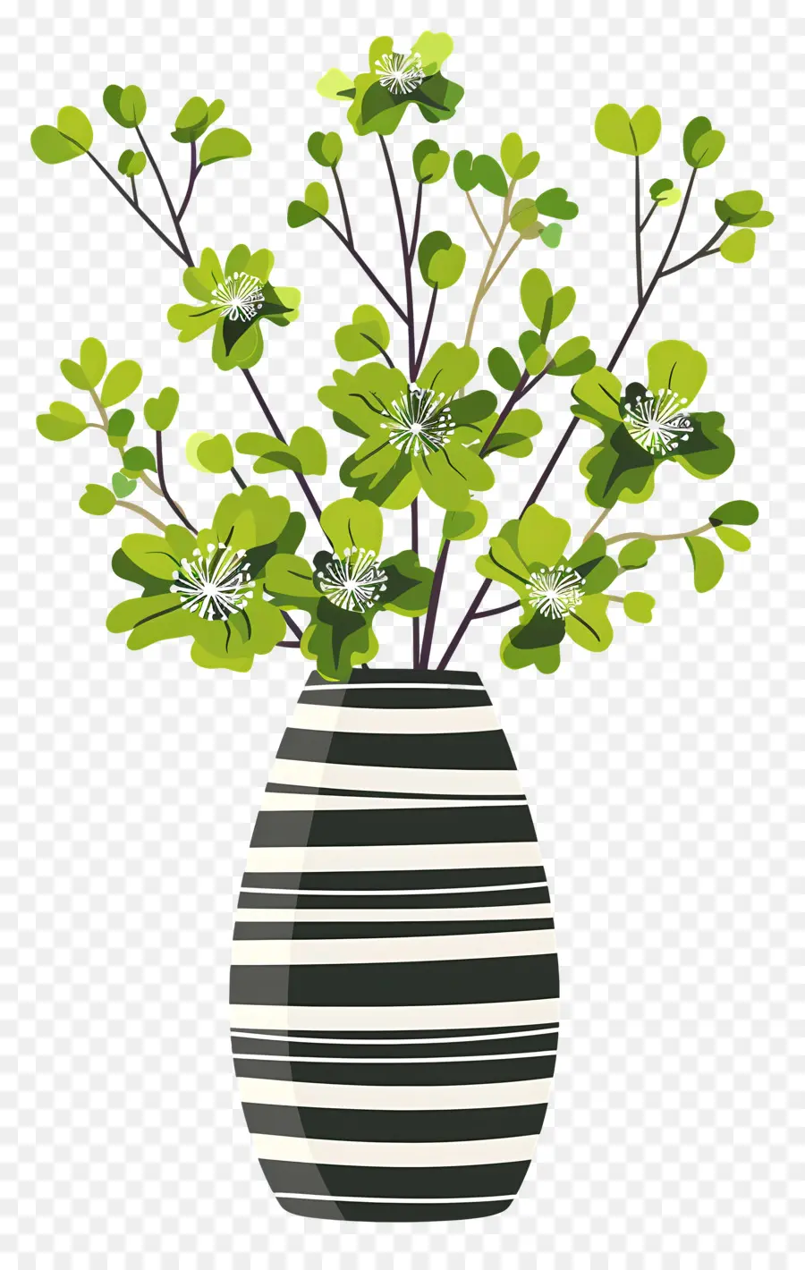 Fleurs Dans Un Vase，Fleurs Vertes PNG