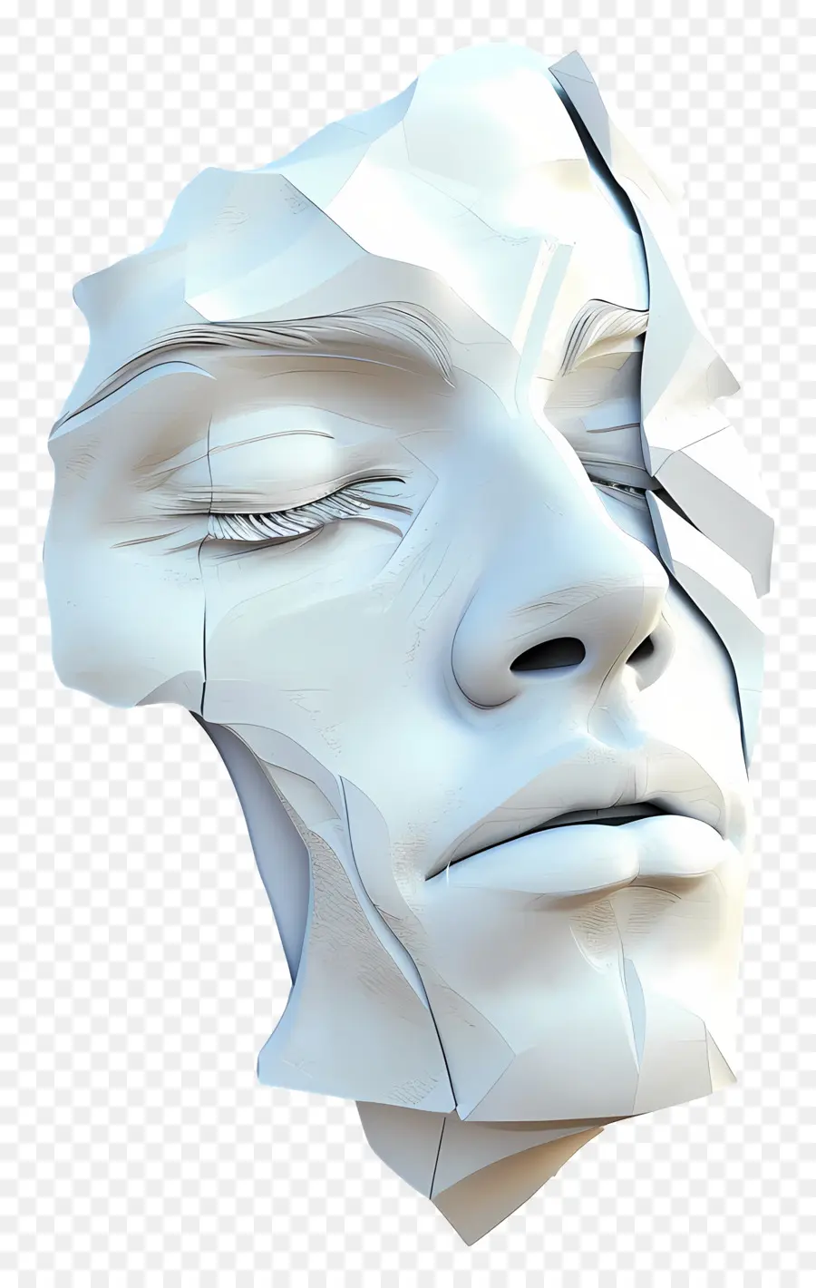 Visage D'homme，Sculpture Blanche PNG