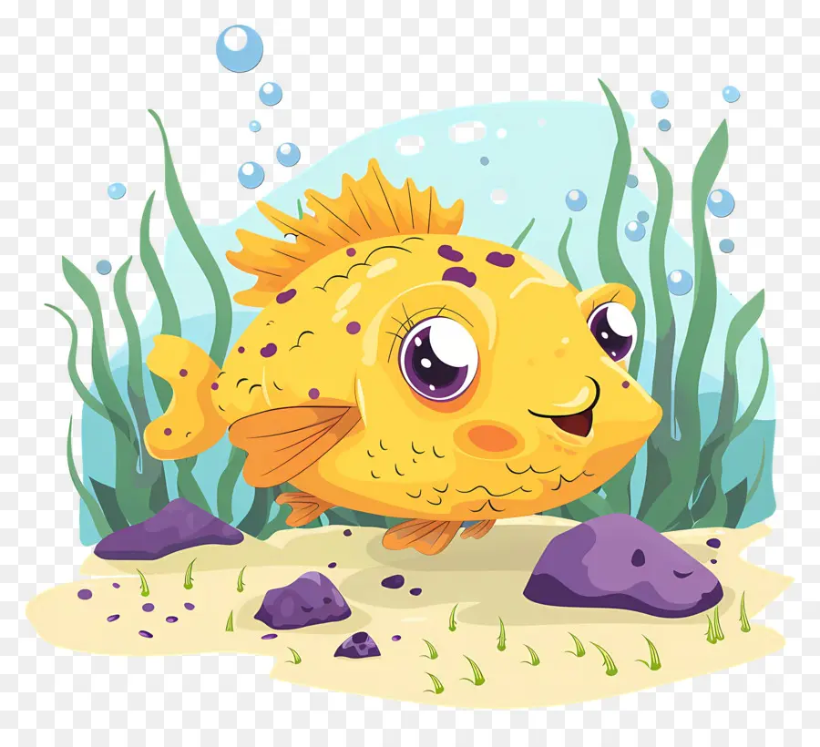 Poisson Globe Mignon，Poisson Tacheté Jaune PNG