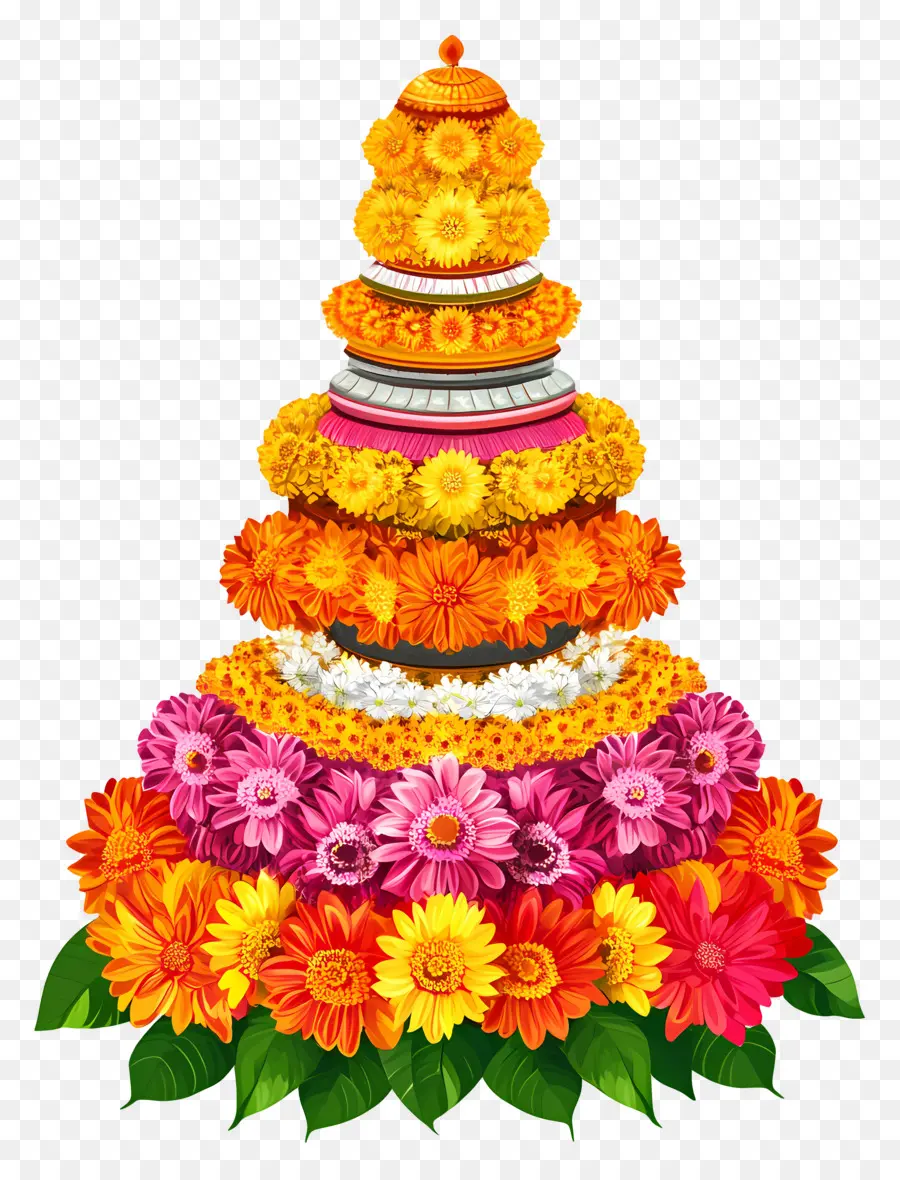 Bathukamma，Tour Florale Lumineuse PNG