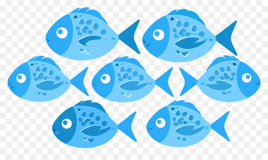 Groupe De Poissons，Poisson Bleu PNG