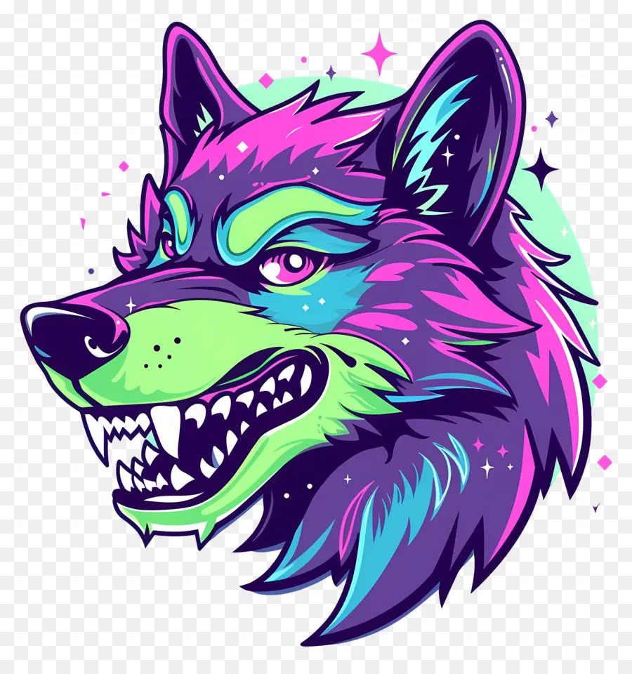 Tête De Loup，Chien De Dessin Animé Coloré PNG