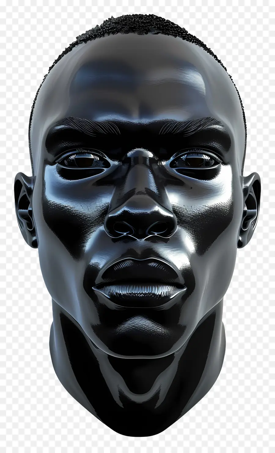 Visage D'homme，Sculpture Noire PNG