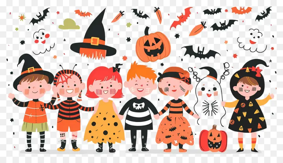 Enfants D'halloween，Enfants En Costumes D'halloween PNG