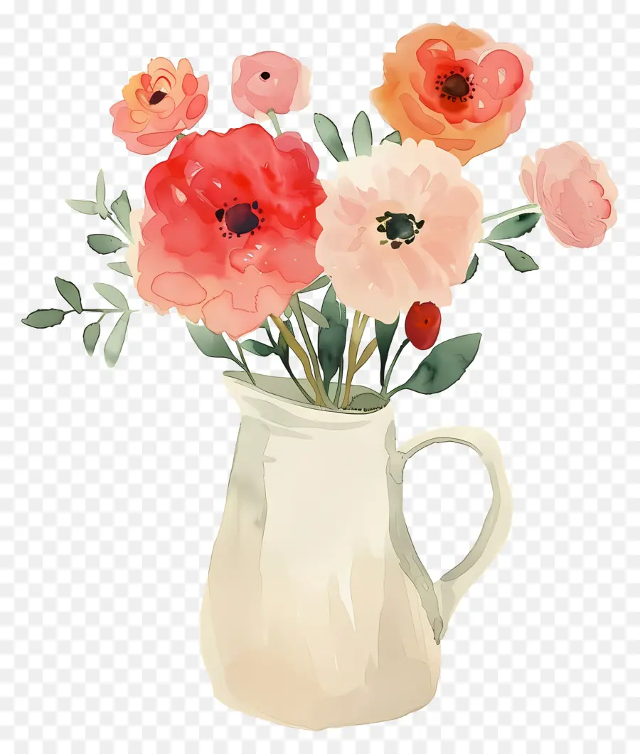 Fleurs Dans Un Vase，Fleurs Roses PNG