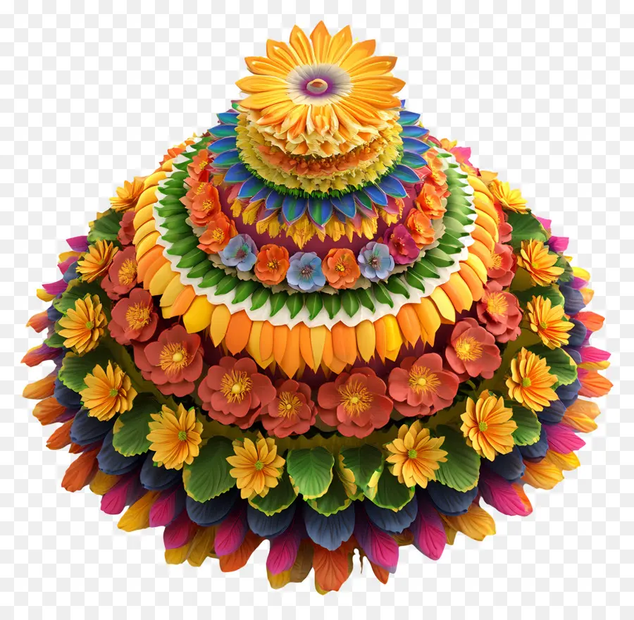 Bathukamma，Rangoli Floral Coloré PNG