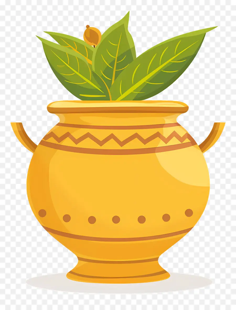 Pot Indien，Pot Jaune Avec Plante PNG