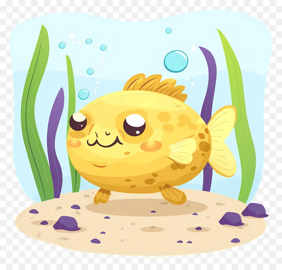 Poisson Globe Mignon，Poisson Tacheté Jaune PNG