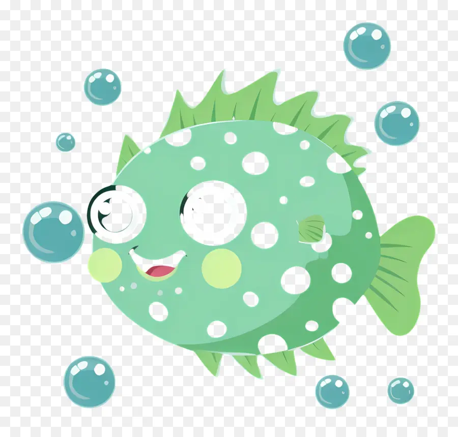 Poisson Globe Mignon，Poisson Vert PNG