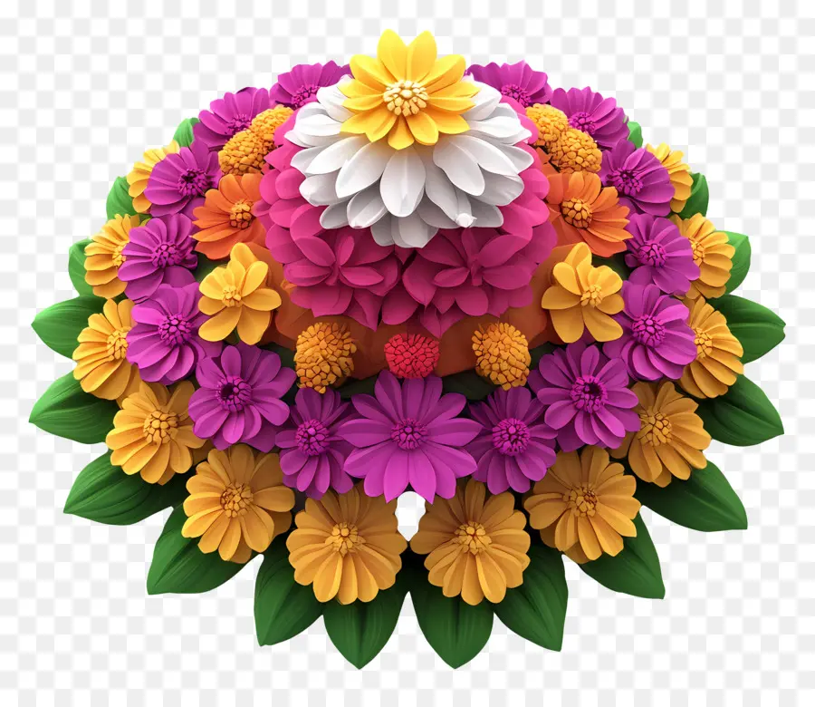 Bathukamma，Arrangement Floral Coloré PNG