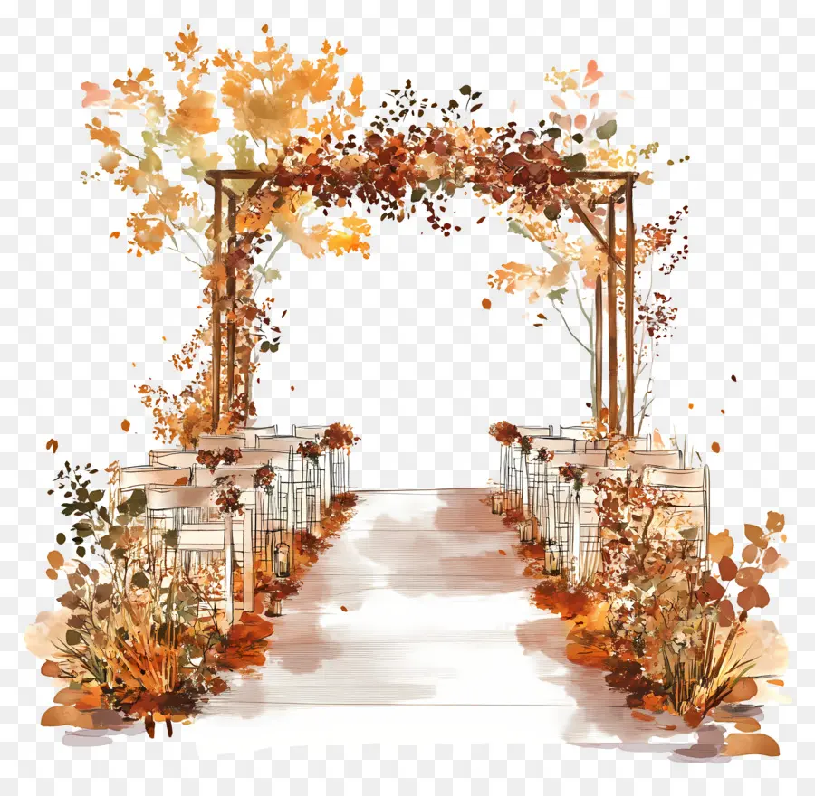 Mariage D'automne En Plein Air，Scène D'automne PNG