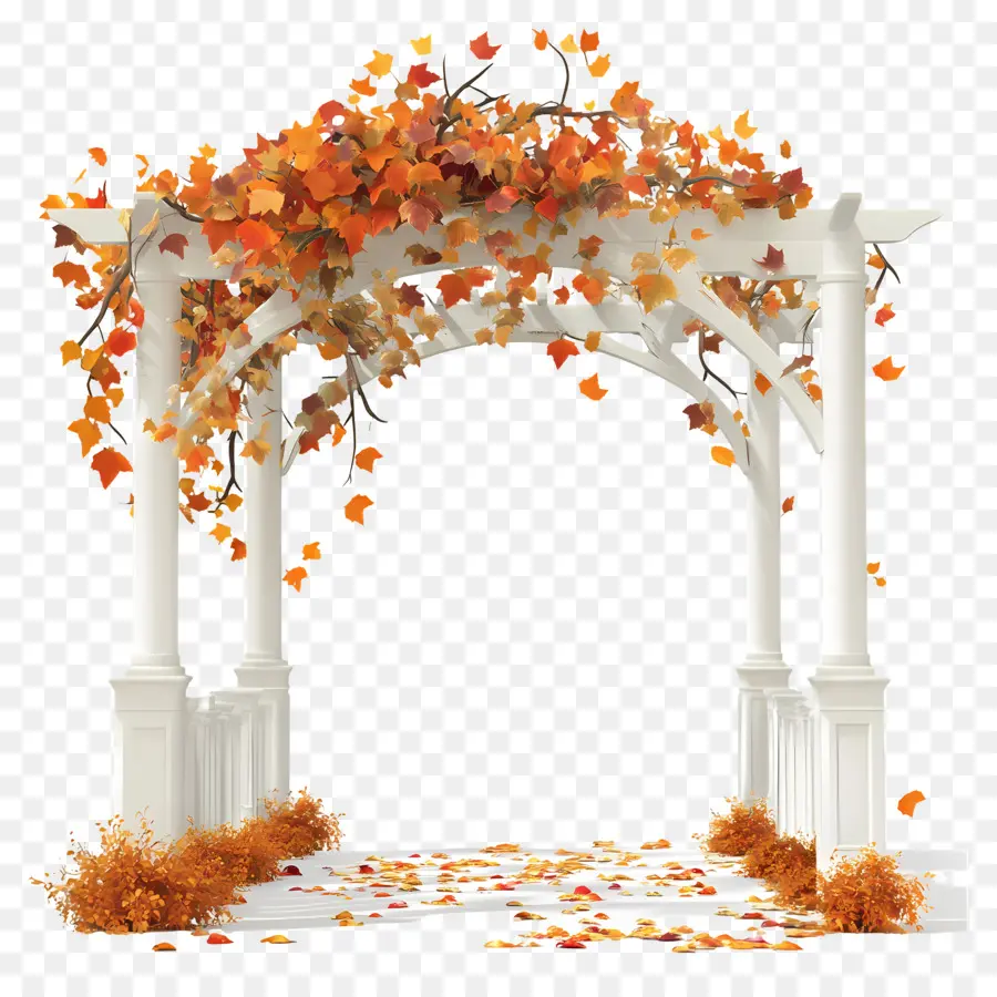 Mariage D'automne En Plein Air，Arc D'automne Avec Table PNG