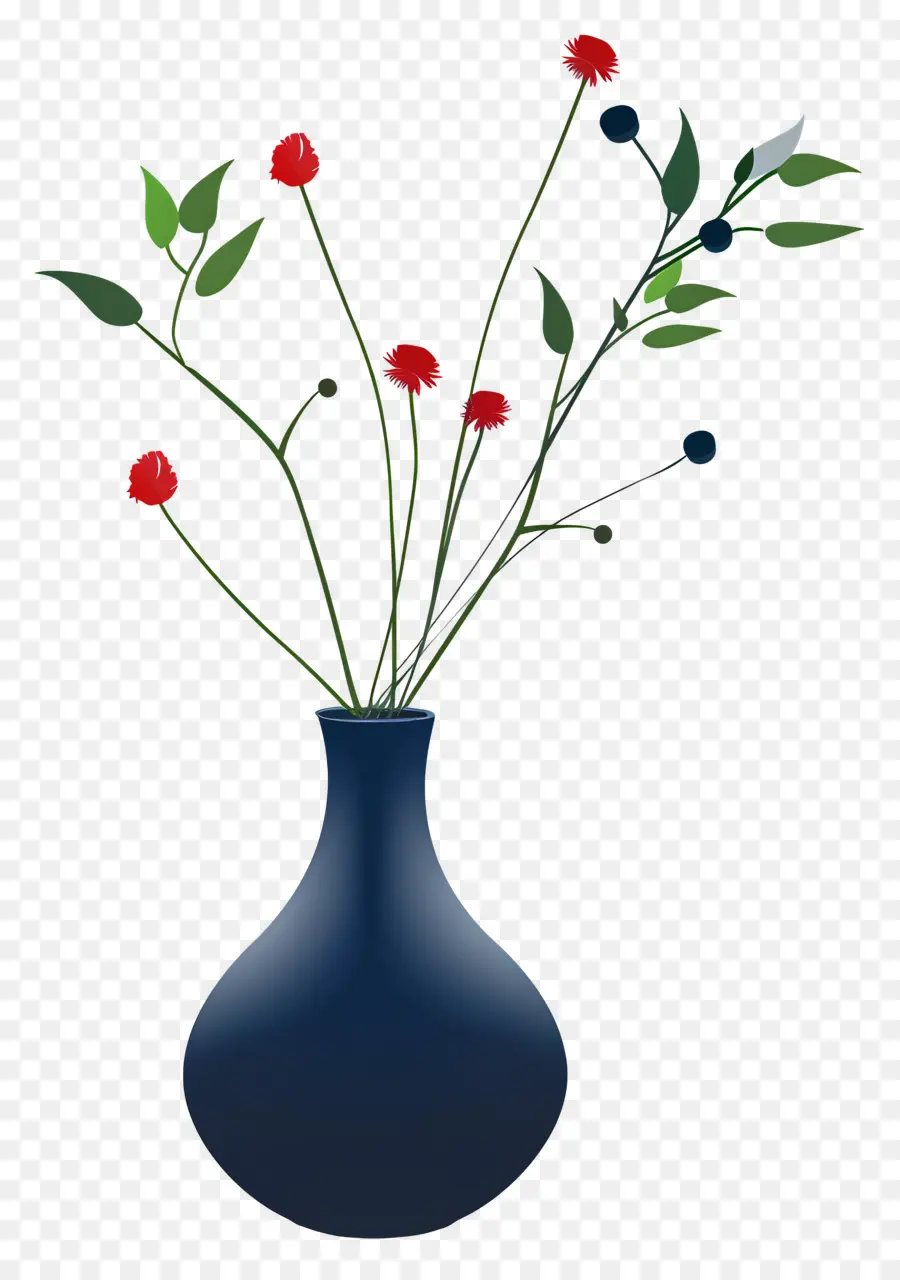 Fleurs Dans Un Vase，Vase Foncé à Fleurs Rouges PNG